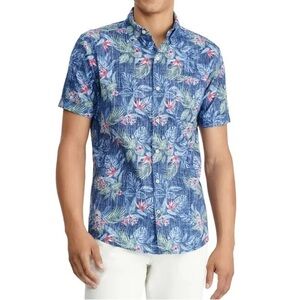 NWT Men's IZOD Saltwater Dockside Chambray Short Sleeve Button-Down Shirt